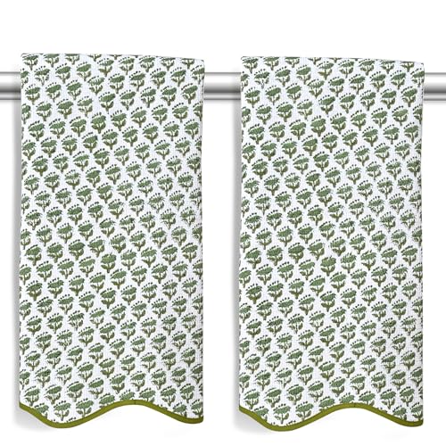 CPC COTTON PRINT CLUB Emerald Green Block Printed Cotton Waffle