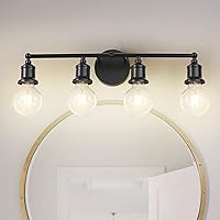 Vista 1 de Lámpara de tocador de 4 luces, aplique industrial de pared negra, lámpara de pared de baño de granja, lámpara de pared con base E26 vintage