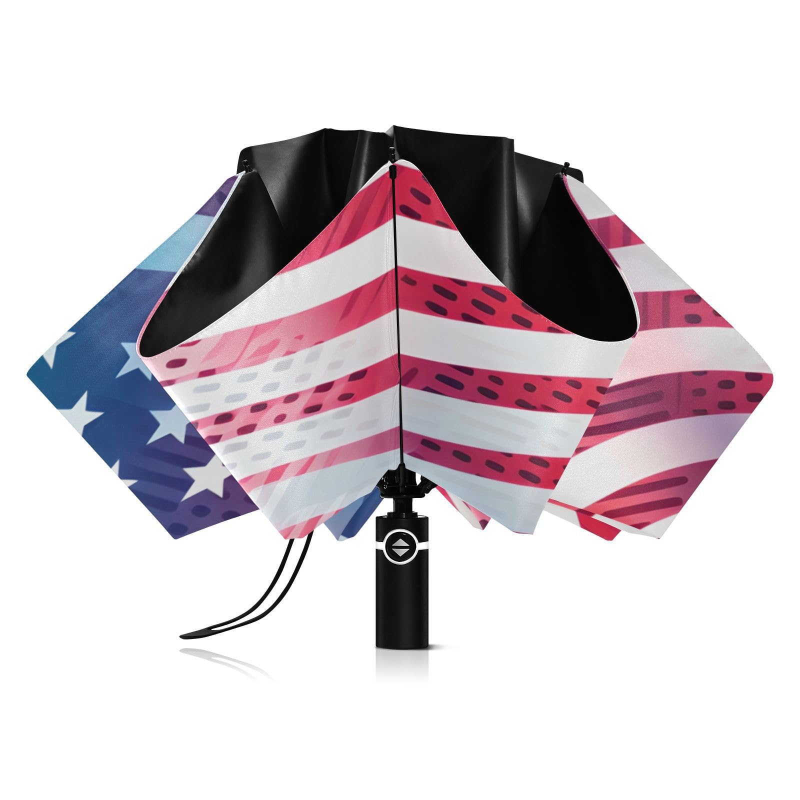 MUKJHOI Travel Umbrella – 46" Windproof, Easy Auto Open Close, Compact Umbrella for Wind and Rain, Portable, Heavy Duty, UV Protection Strong