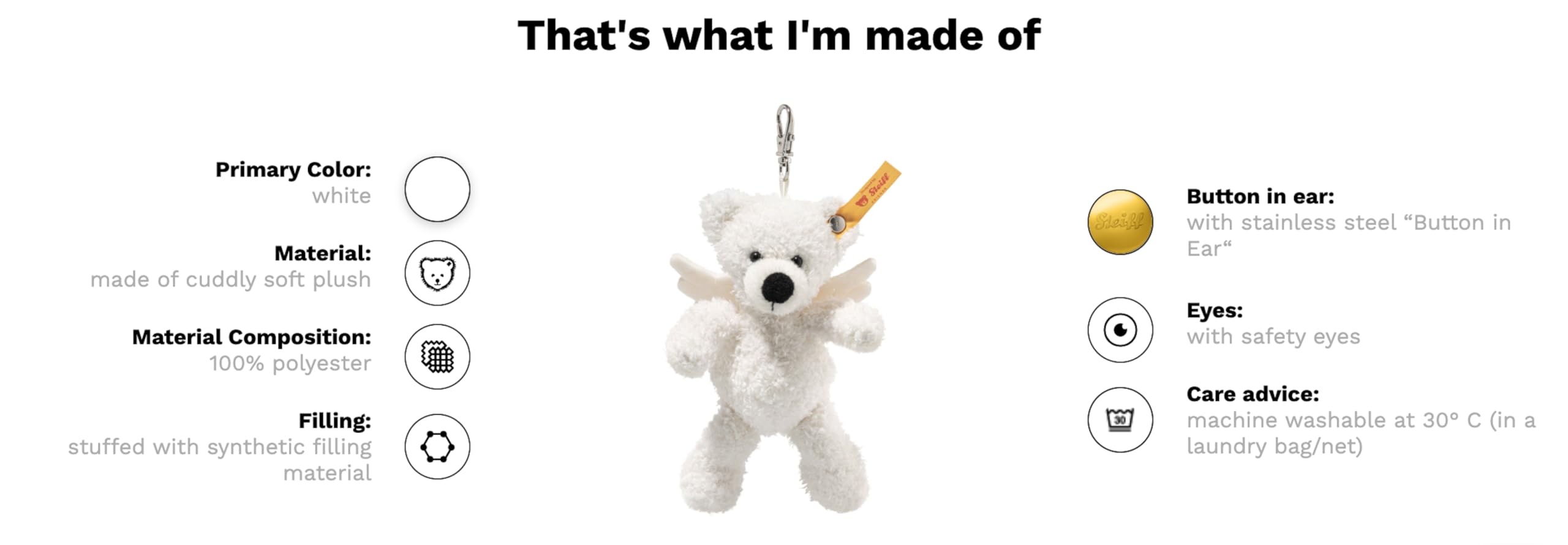 Steiff Kuscheltier Schlüsselanhänger FynnTeddybär, 12 cm, Schlüsselanhänger »Anhänger