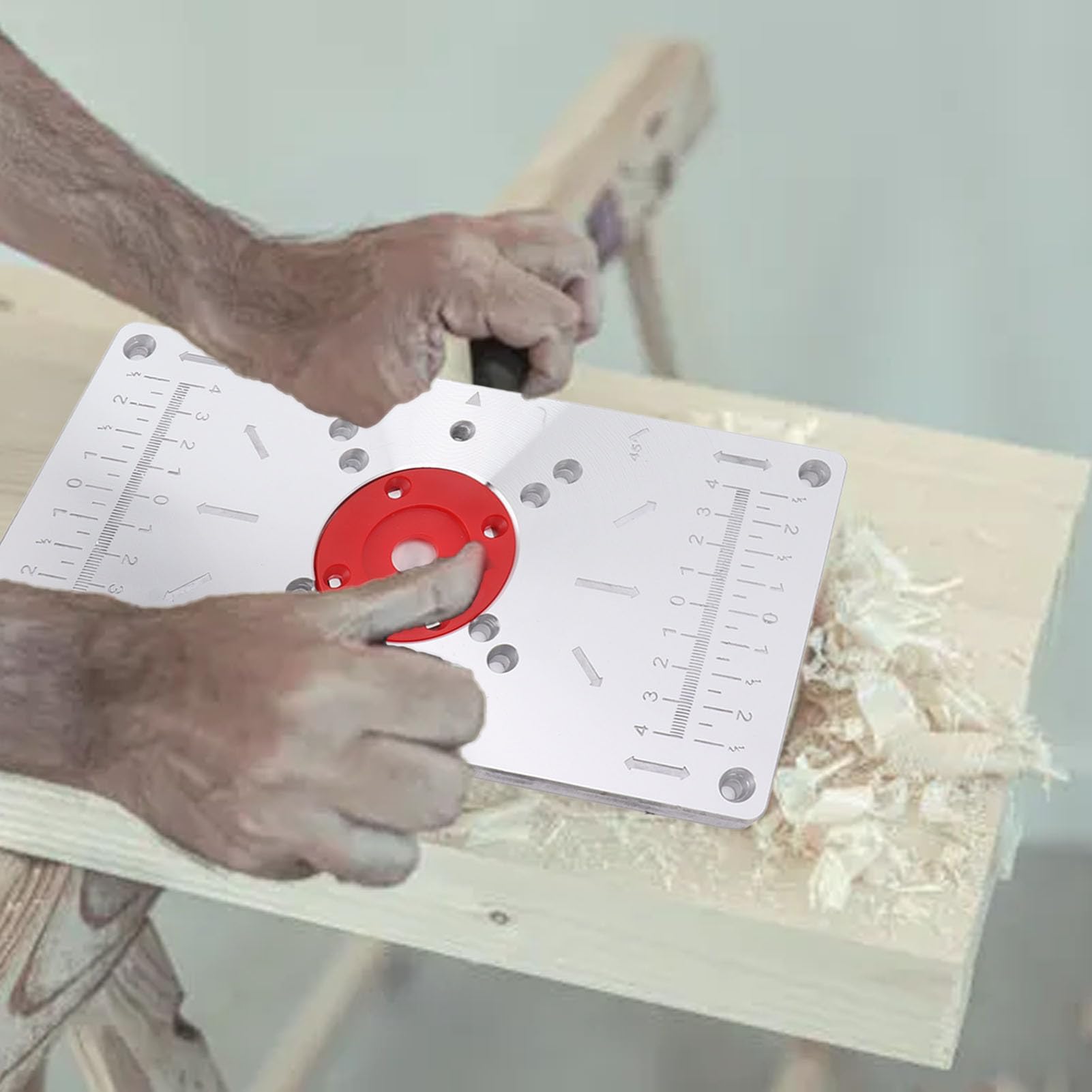 Plaque D'insertion Pour Table De Fraisage En Aluminium - 4 Anneaux D'insertion, échelles Cm/pouces, Coupe Et Rainurage Bois - 2