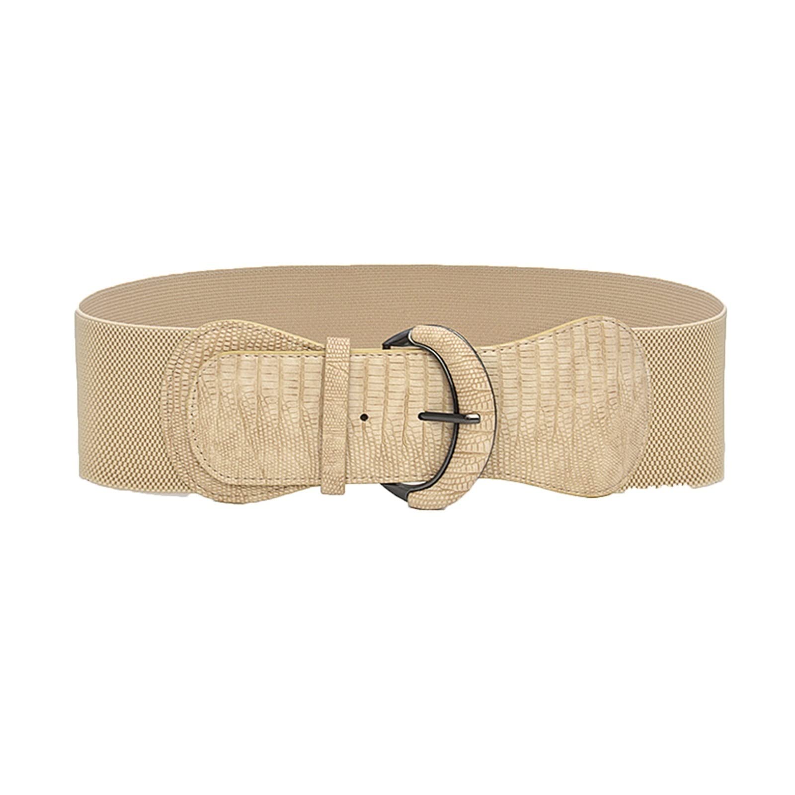 JOJOJ Ceinture à boucle en cuir synthétique pour femme - Ceinture élastique - Ceinture vintage pour femme