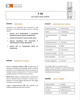 Faren F90, Acciaio Inox Spray, ideale per il trattamento di metalli, Antiossidante, Anticorrosivo, a base di polvere di Acciaio Inox 18/10, 400ml