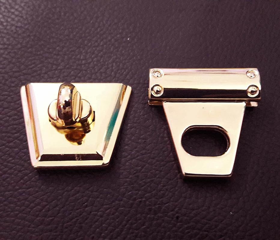 Nimida ® Triangle Turn Twist Purse Push Lock/Clasp/Closure for DIY Purses/Bags/Travel Bags/Handbags | Gold | Pack of 2