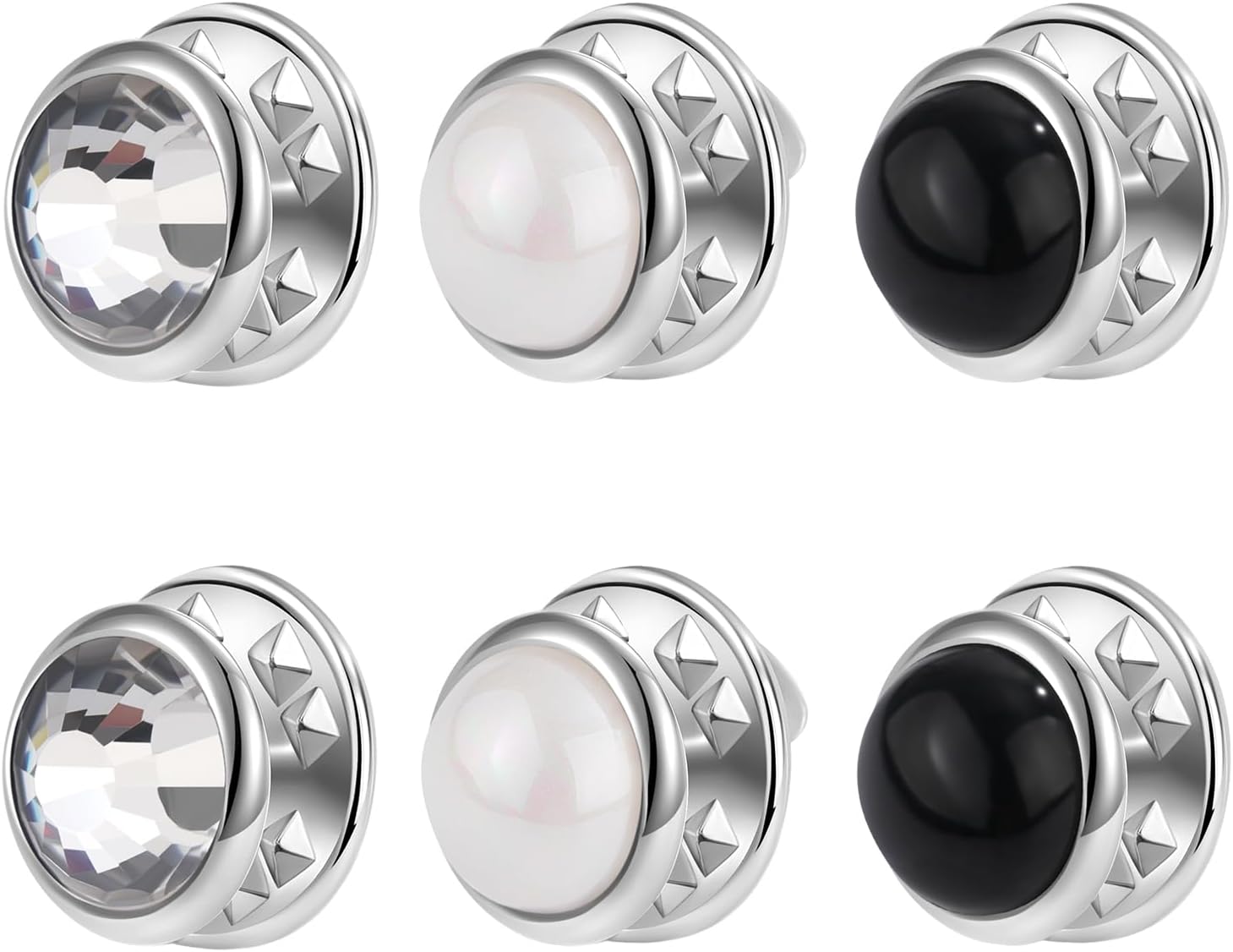 6 Pcs 10mm/0.39" Mini No Sew Assorted Buttons Anti-Exposure Fixed Brooches Cover up Buttons Detachable Reusable,for Many Styles of Clothes(Mixed Color)