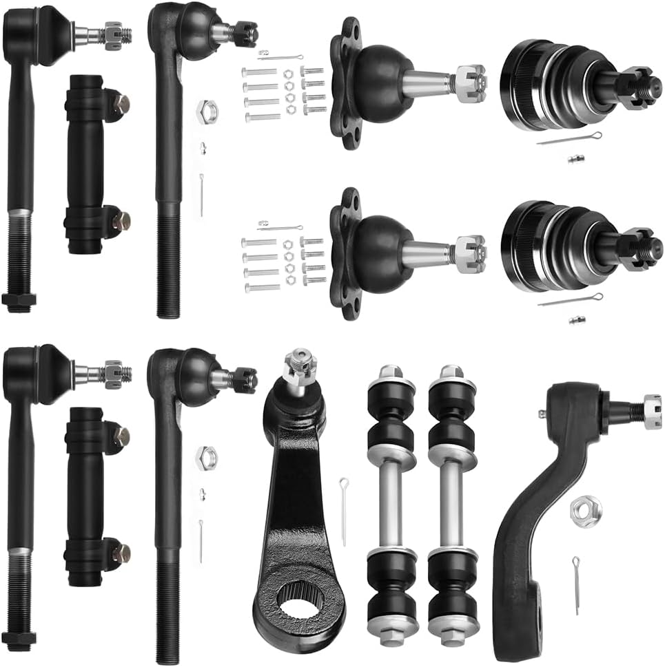 SCITOO 14pcs Front Suspension Kit Tie Rod End Adjusting Sleeve Sway Bar Link Ball Joint Idler Arm Pitman Arm Fit 1993-1999 For Chevy C1500 For Gmc C1500