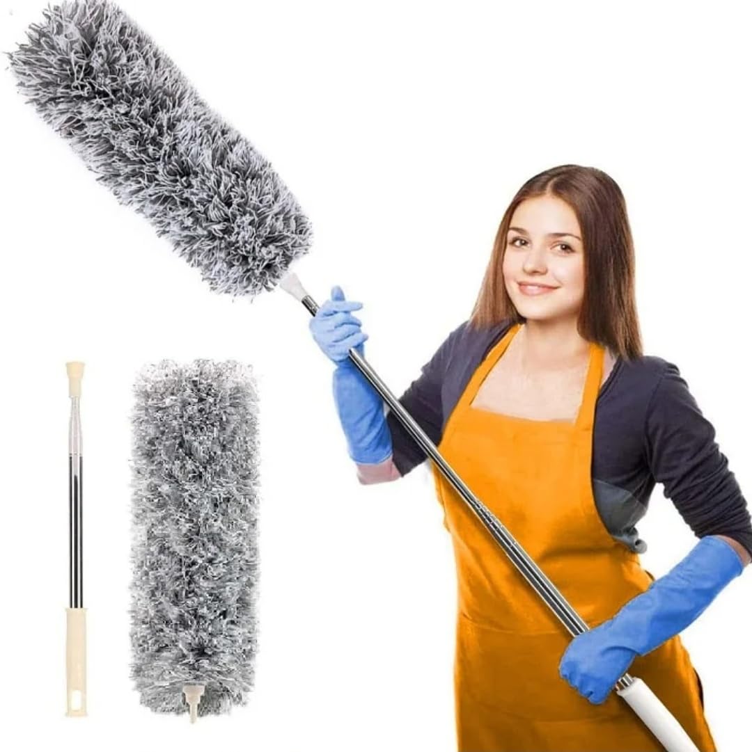 Microfiber Feather Duster for Home Cleaning Brush Dusting Stick for Home Cleaning Accessories Fan Cleaner Brush with Long Rod Wall Web Cleaner Broom Long extendable Dusting Brush for Home Cleaning