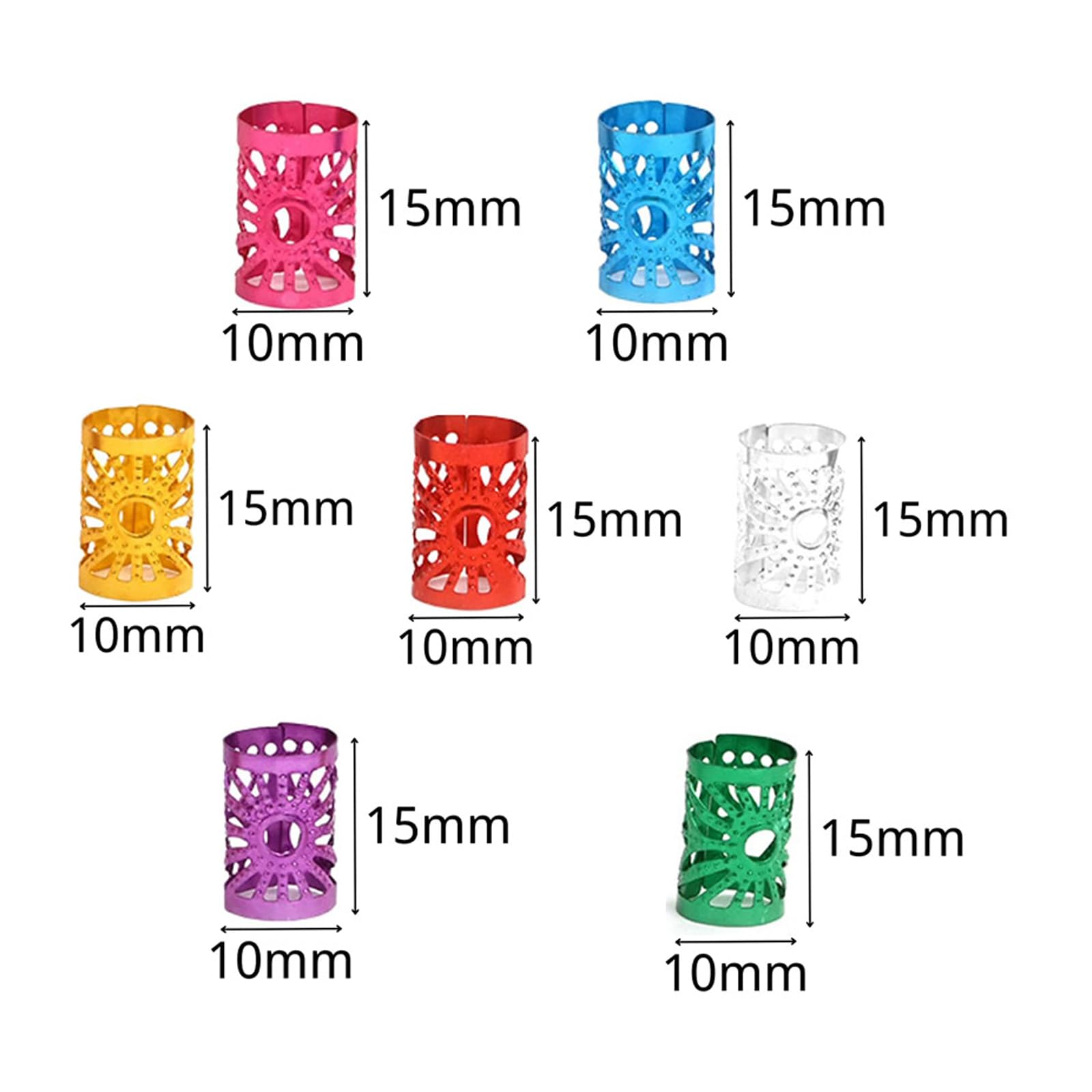 SWYSGS HAIR_CLIP Pack of 50 Aluminium Dreadlocks Beads, 20 Colors, Adjustable, Easy to Use, Special Pattern, Female - Image 2