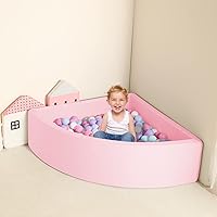 Vista 5 de TRENDBOX Bola Pit Memory Foam Pit Soft Pool Fan-Shape Soft Equipment para niños pequeños - Rosa claro (bolas no incluidas)