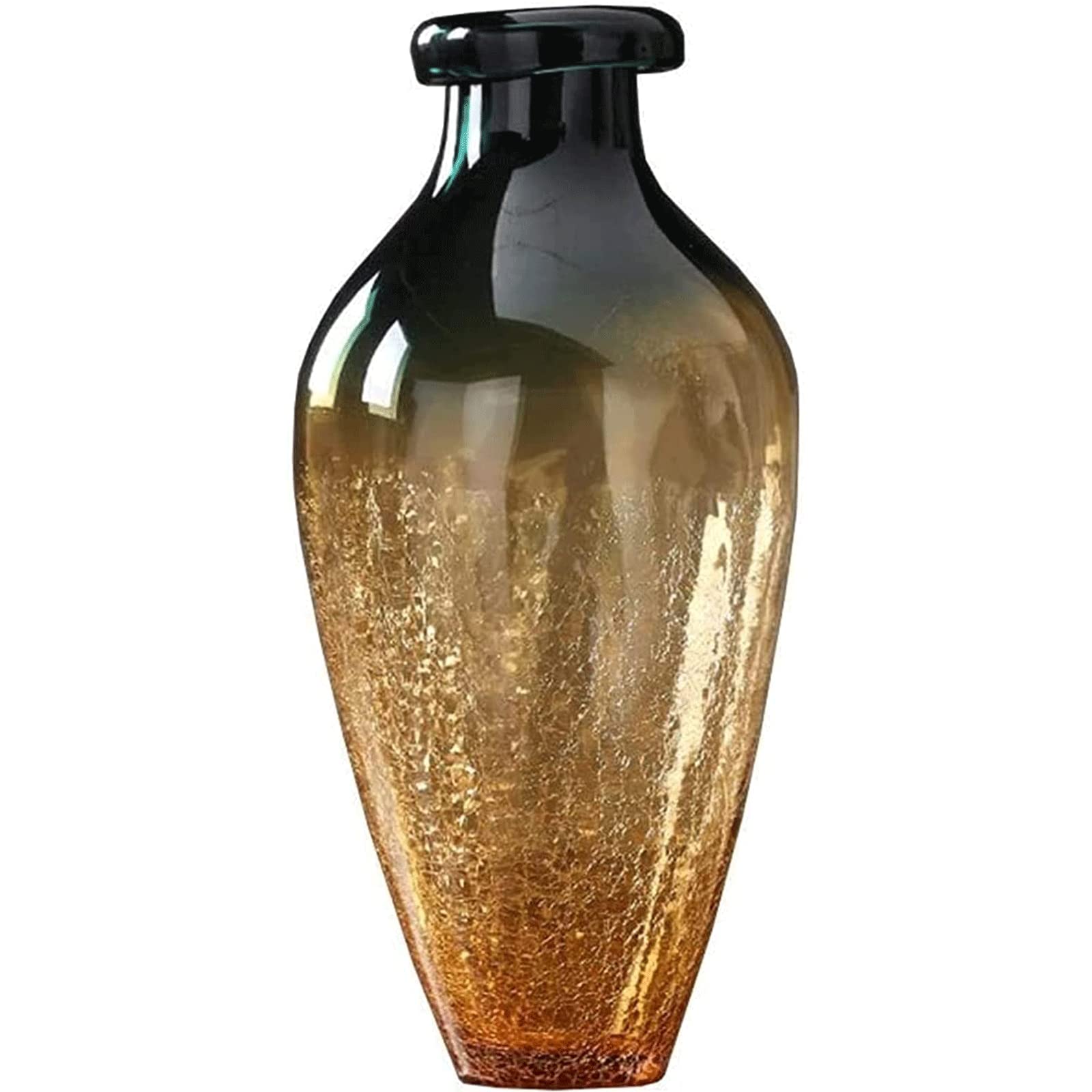 Ngdfgr As Known Fashion Golden Gradient The Vase European And American Colorful Crack Vase Ornament Glass Exquisite Flower Vases Entryway Mantel Decoration (B),B