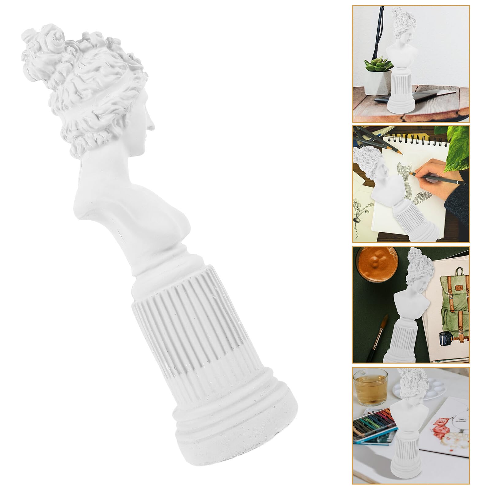 Zerodeko Statua Busto Ragazza in Gesso Scultura Da Tavolo Ornamento Per Arredamento Casa Figura Decorativa