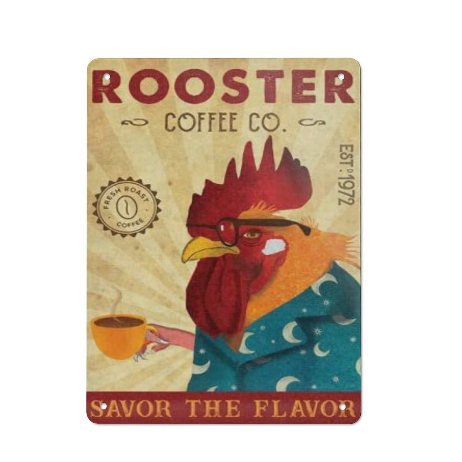 AOOEDM Chicken Rooster Coffee Co Vintage Tin Sign Metal Tin Signs for Man Cave Funny Art Wall Plaque Kitchen Bar Pub Coffee Shop Wall Decor