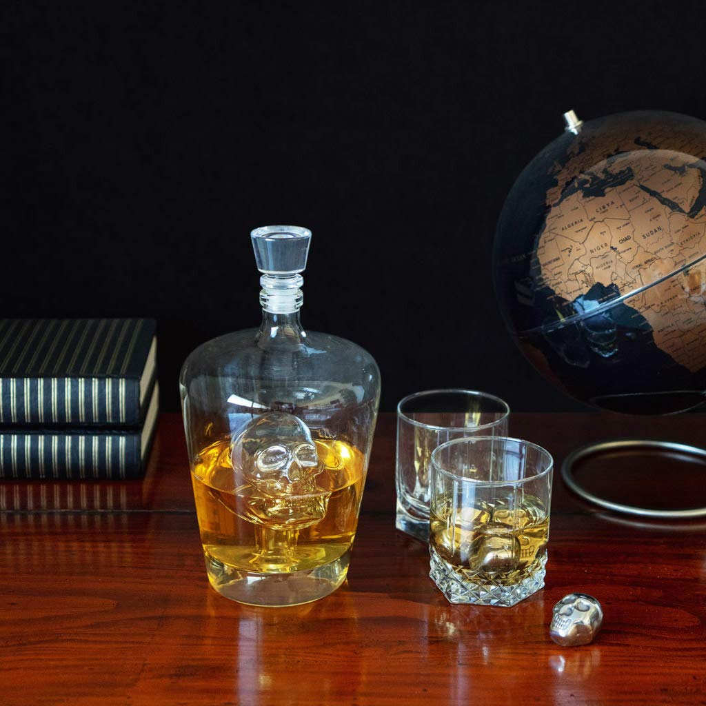 Balvi - décanteur à Whisky Poison. Bouteille à Liqueur d'1 Litre. Contient Une tête de Mort à l'intér
