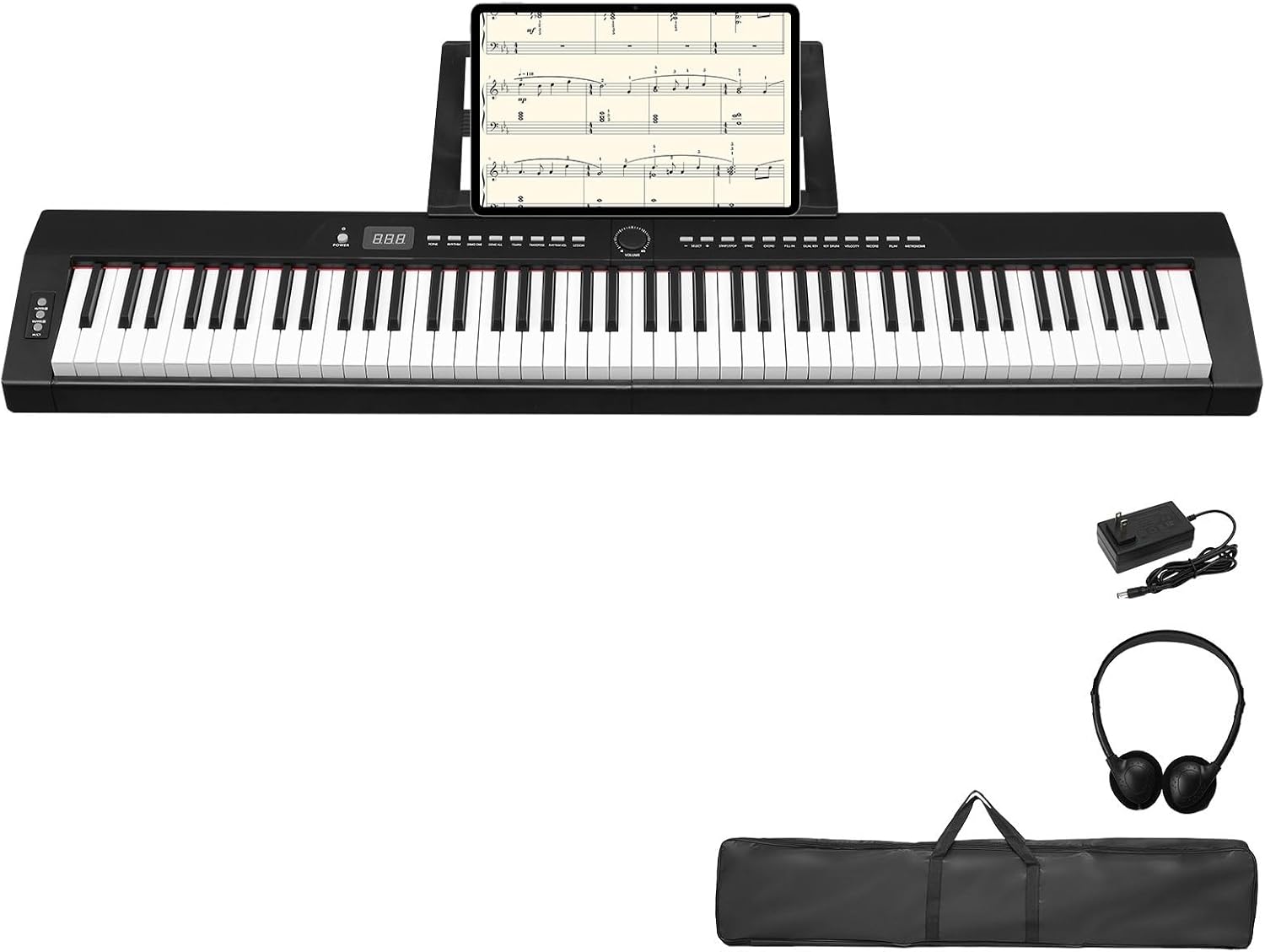 LALAHO E-Piano 88 Keys Semi-Weighted Piano Digital Piano for Beginners Full Size Keyboard Piano with Sustained Pedal Music Stand Headphones Bluetooth MIDI Black