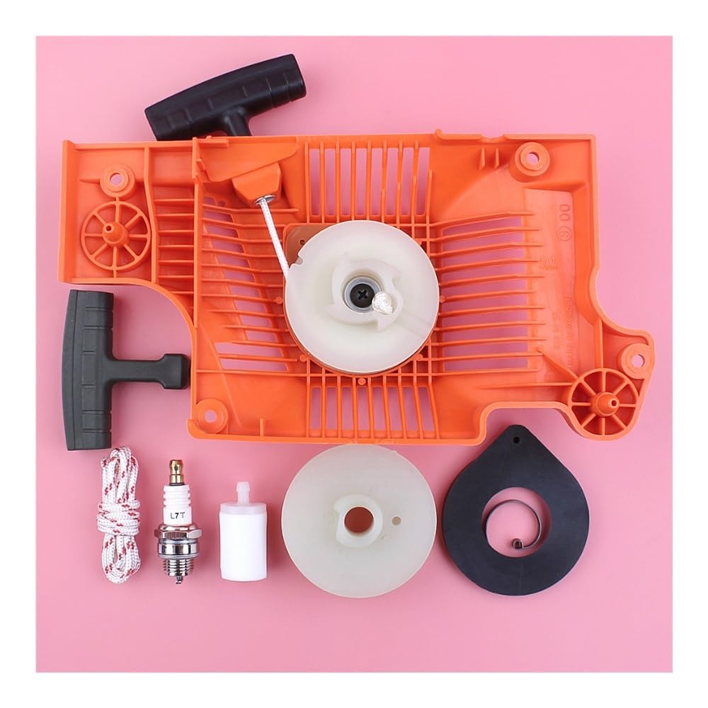 Kit de polea de Arranque de Retroceso, Cuerda, Mango, Resorte, Filtro, bujía, Apto Adecuado para Motosierra 50, 51 y 55. Piezas de Repuesto.
