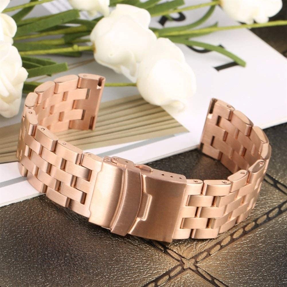 Pasek do zegarka, w całości ze stali nierdzewnej 20 mm 22 mm Bransoletka z srebrną bransoletą do zegarków Bransoletka składana, wymiana bransoletki (kolor paska: bransoletka Rose Goud, szerokość pasma