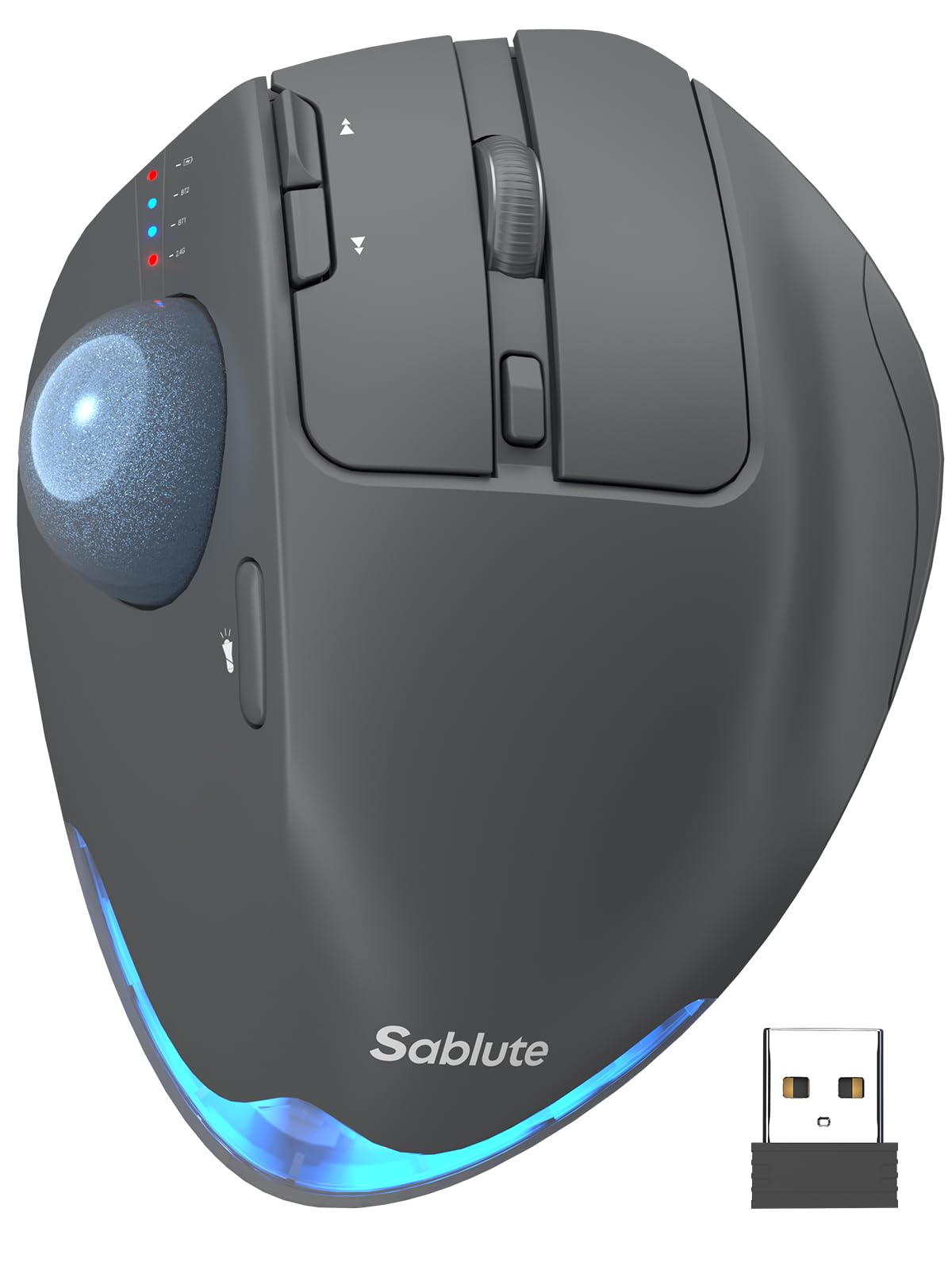 Photo 1 of Wireless Trackball Mouse, Adjustable Angle Rechargeable, Backlit-Gray Mouse