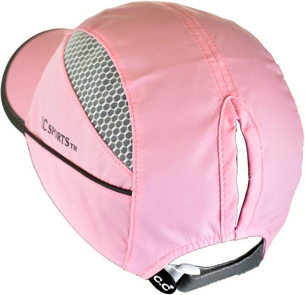 C.C Ponycap Messy High Bun Ponytail Water Resistant Adjustable Mesh Reflective Sporty Baseball Cap