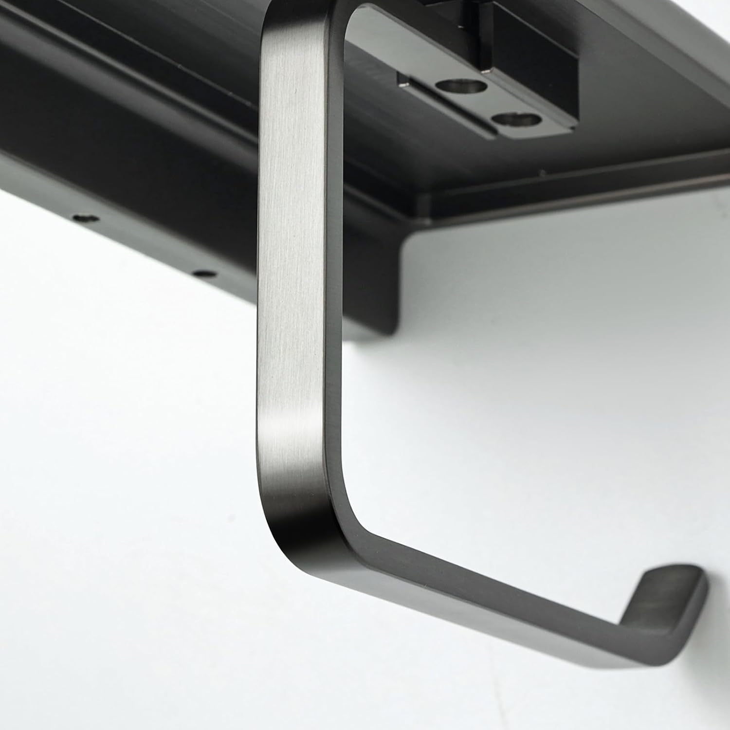 Toilet Paper Holder Wall Mount with Shelf, Bathroom Tissue Holder with Phone Storage, Rustproof Metal Roll Dispenser (Grey-Zinc AAlloy)