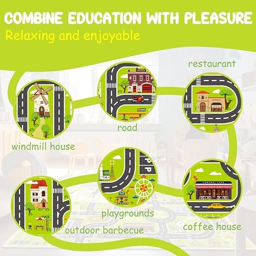 Miniatura 3 de Alfombra de juego para niños de 6.5 x 9.8 pies, ideal para que los niños disfruten de la vida de la ciudad, jueguen y aprendan de forma segura y