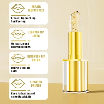 Colour Changing Lipstick, ransfer Proof & 24H Long Lasting PH, Clear to Pink Moisturizing Glossy Lipstick for Women