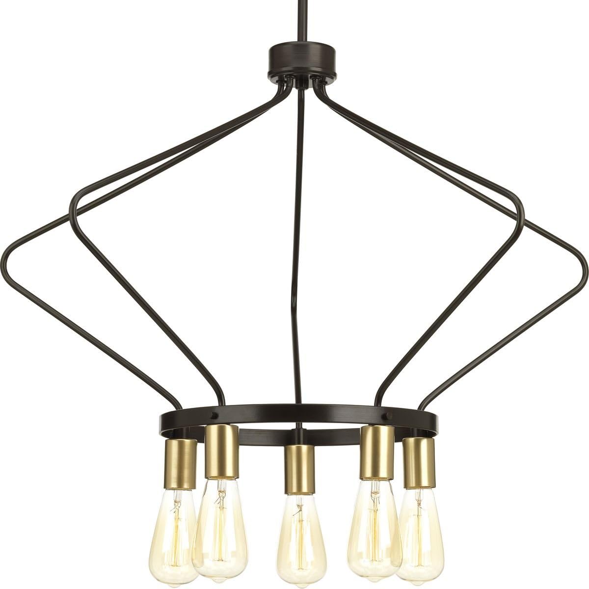 Progress Lighting Hangar Collection 5-Light Farmhouse Chandelier Light Antique Bronze