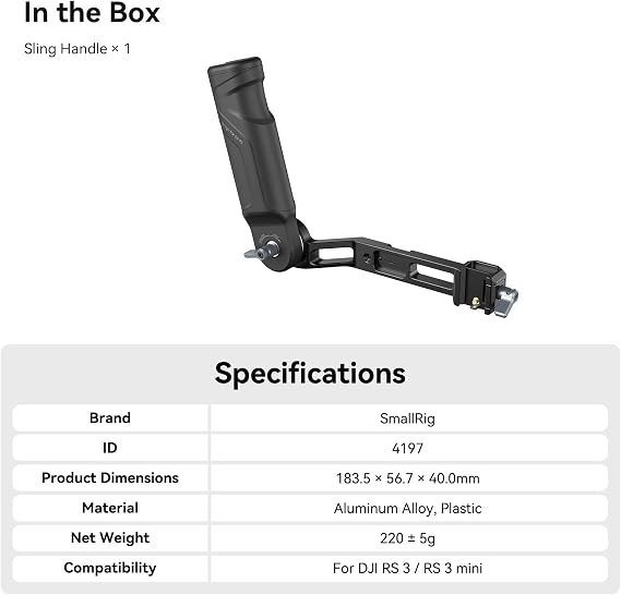 SmallRig 4197B DJI RS3 Mini için Sling Handle