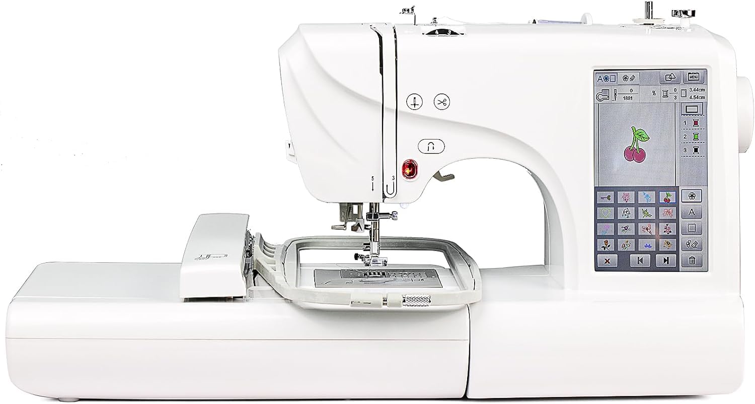 ES-5 Máquinas de coser electrónicamente controladas, 10.000 diseños de bordado integrados, 8 fuentes, computarizadas, pantalla táctil LCD grande de 7 pulgadas, puerto USB
