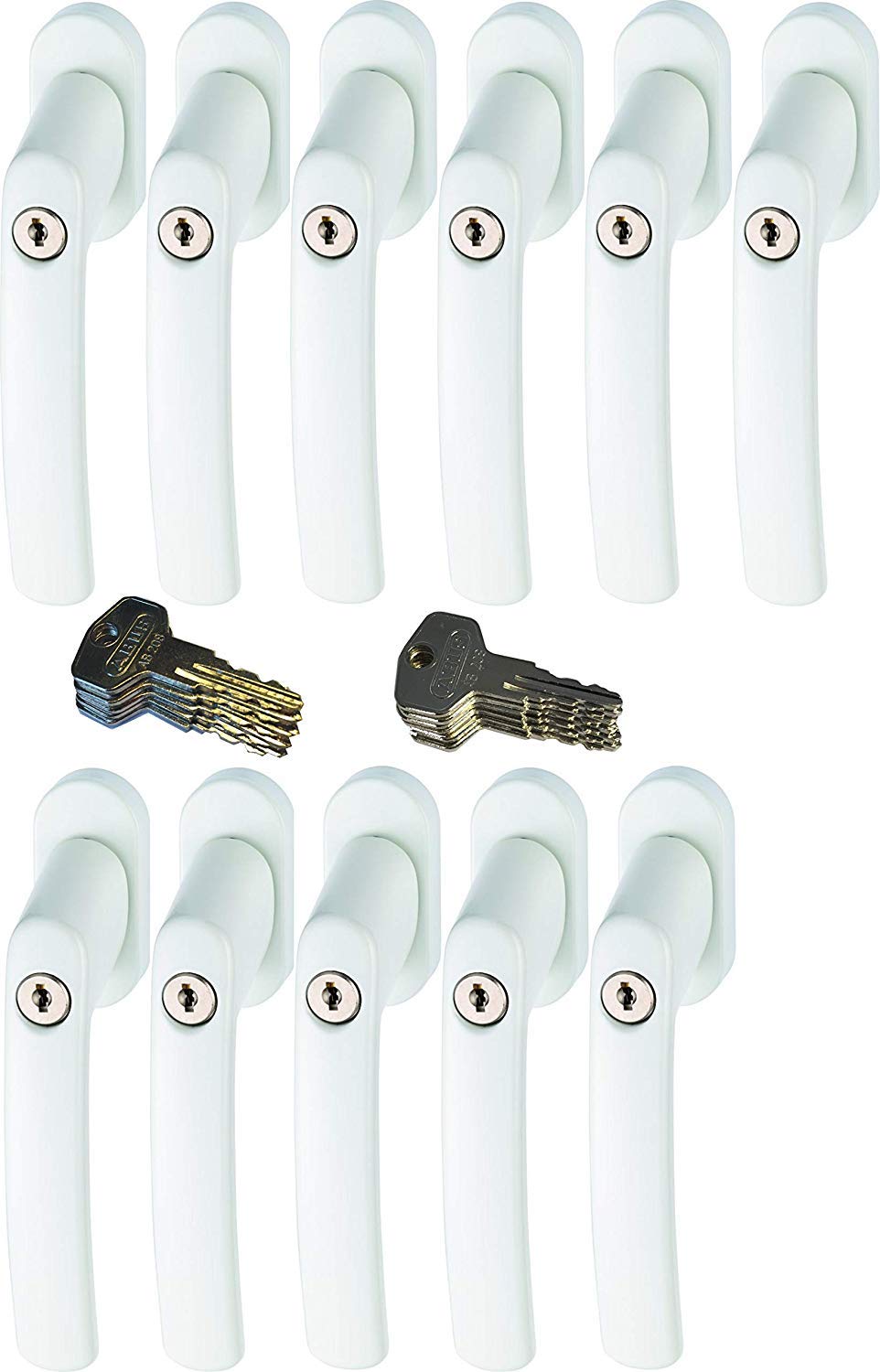 ABUS FG200 W SB abschließbarer Fenstergriff, weiß im Set 11 Stück