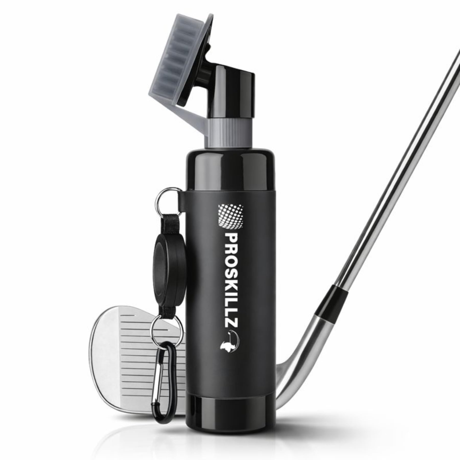 PROSKILLZ UK PRO Golf Club Brush Cleaner with Built-In Water Spray – Premium 180ml Groove Cleaning Tool with Retractable Clip & Nylon Bristles for Men, Women & All Golfers