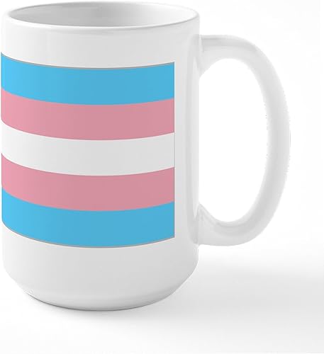 CafePress Transgender Pride Flag Taza grande de 15 oz (15.0 fl oz) Taza de café de cerámica
