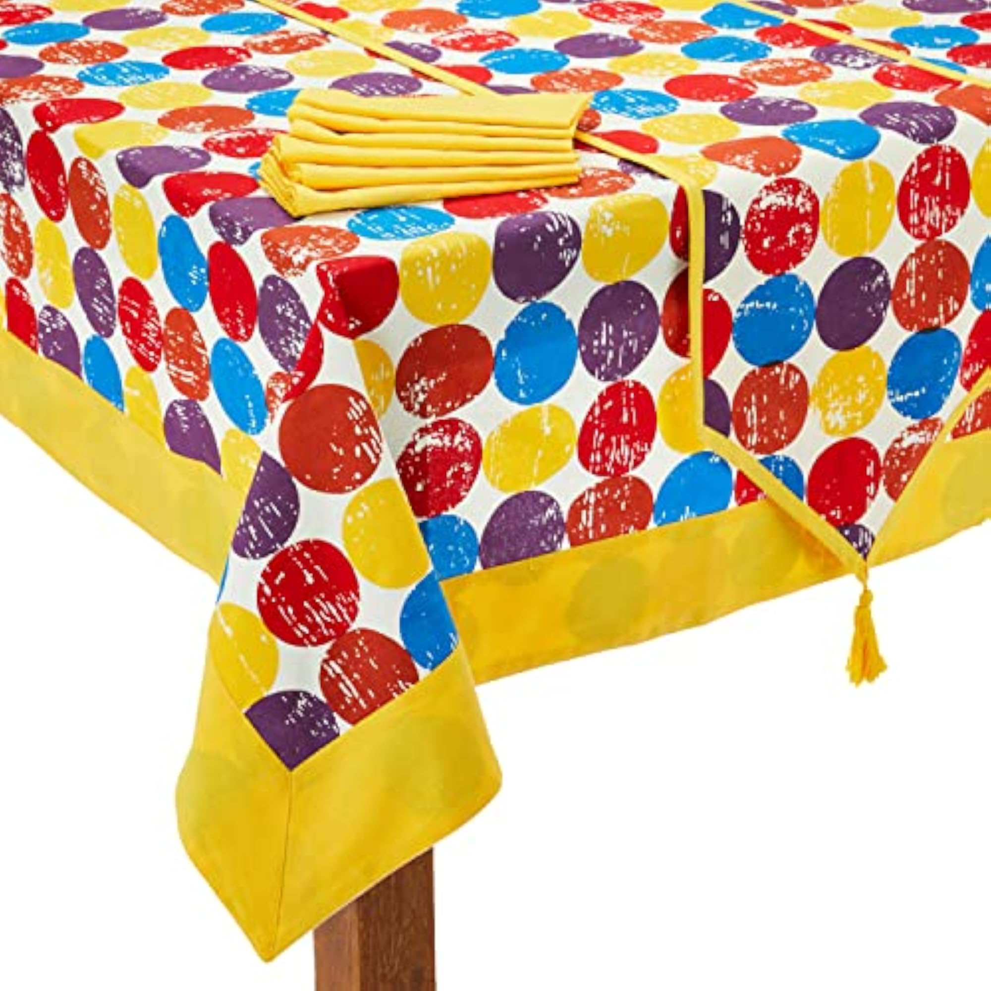8 Piece Printed Small Table Linen Set with Table Cloth, Runner & Napkins