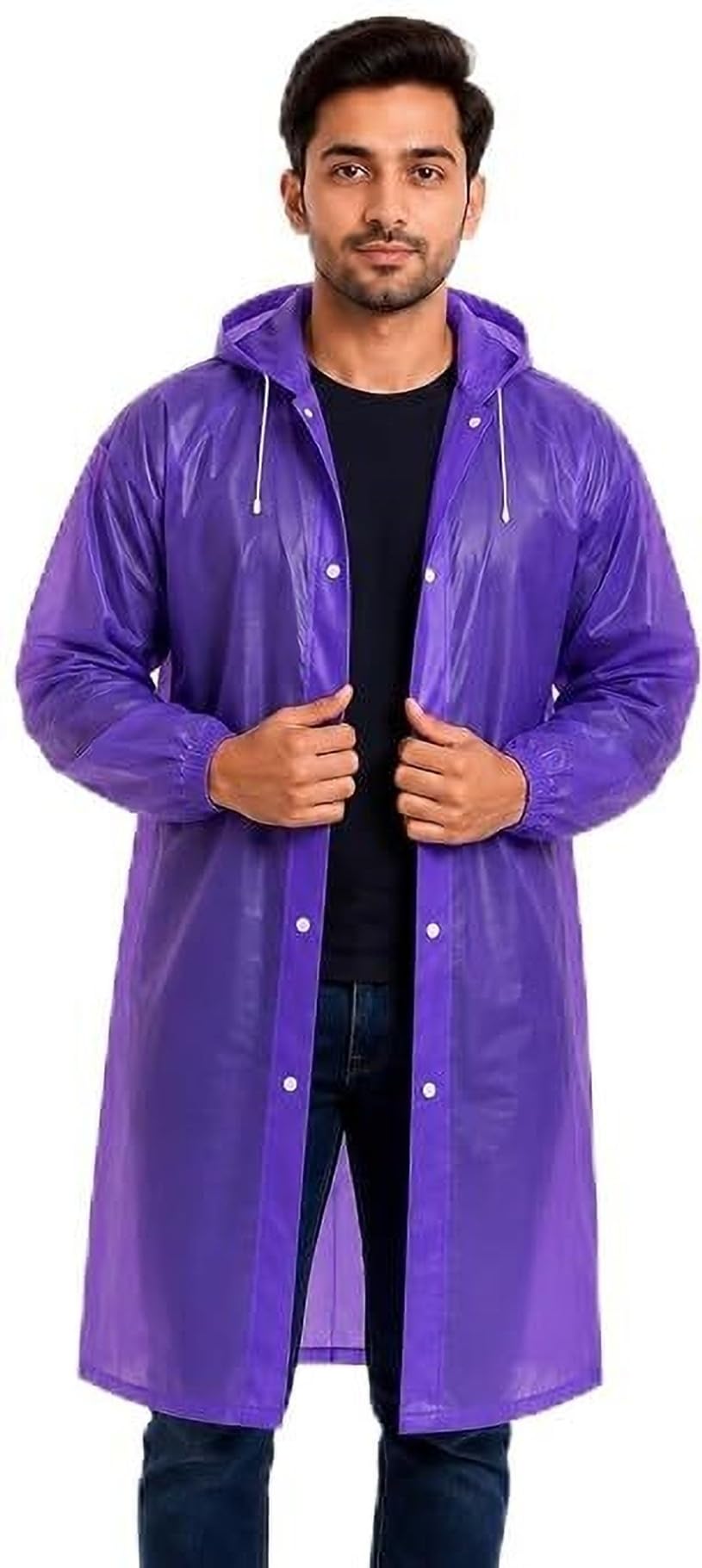 Solid Full Body Raincoat for Men and Women with Hood, Waterproof Design, Reusable Outdoor Rain Wear for Travel, Riding and Daily Use (Purple)-image-20
