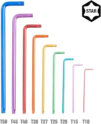 Miniatura 2 de OEMTOOLS 24297 Juego de llaves de estrella extra largas con código de color, juego de 9 llaves Torx Allen, fácil acceso a lugares difíciles de