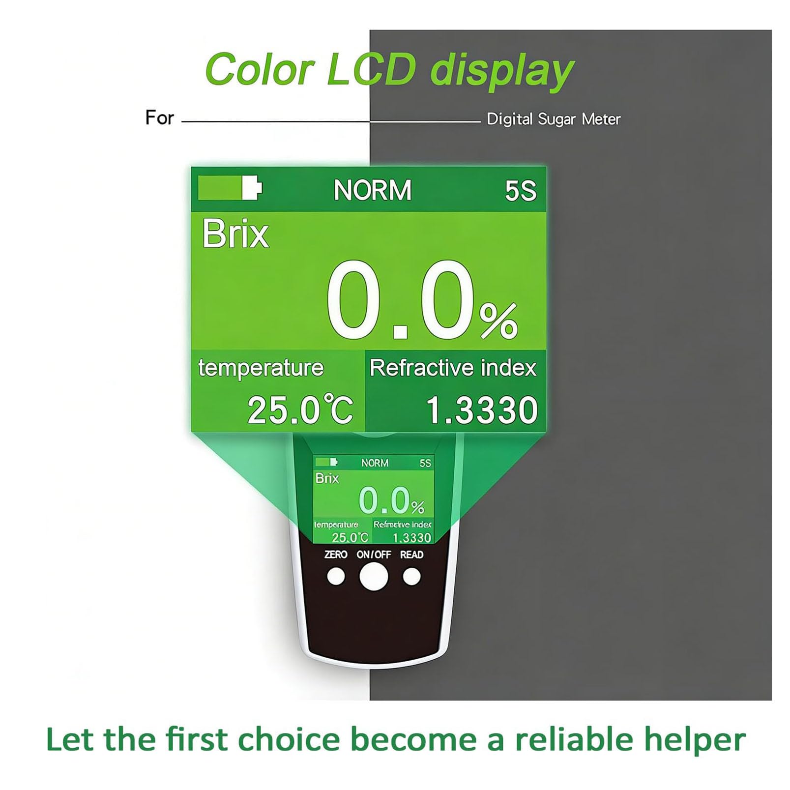 Probador digital de refractómetro para frutas, bebidas, caramelos. Mide el contenido de azúcar del 0 al 58 % con compensación de temperatura infrarroja, 10 mediciones consecutivas