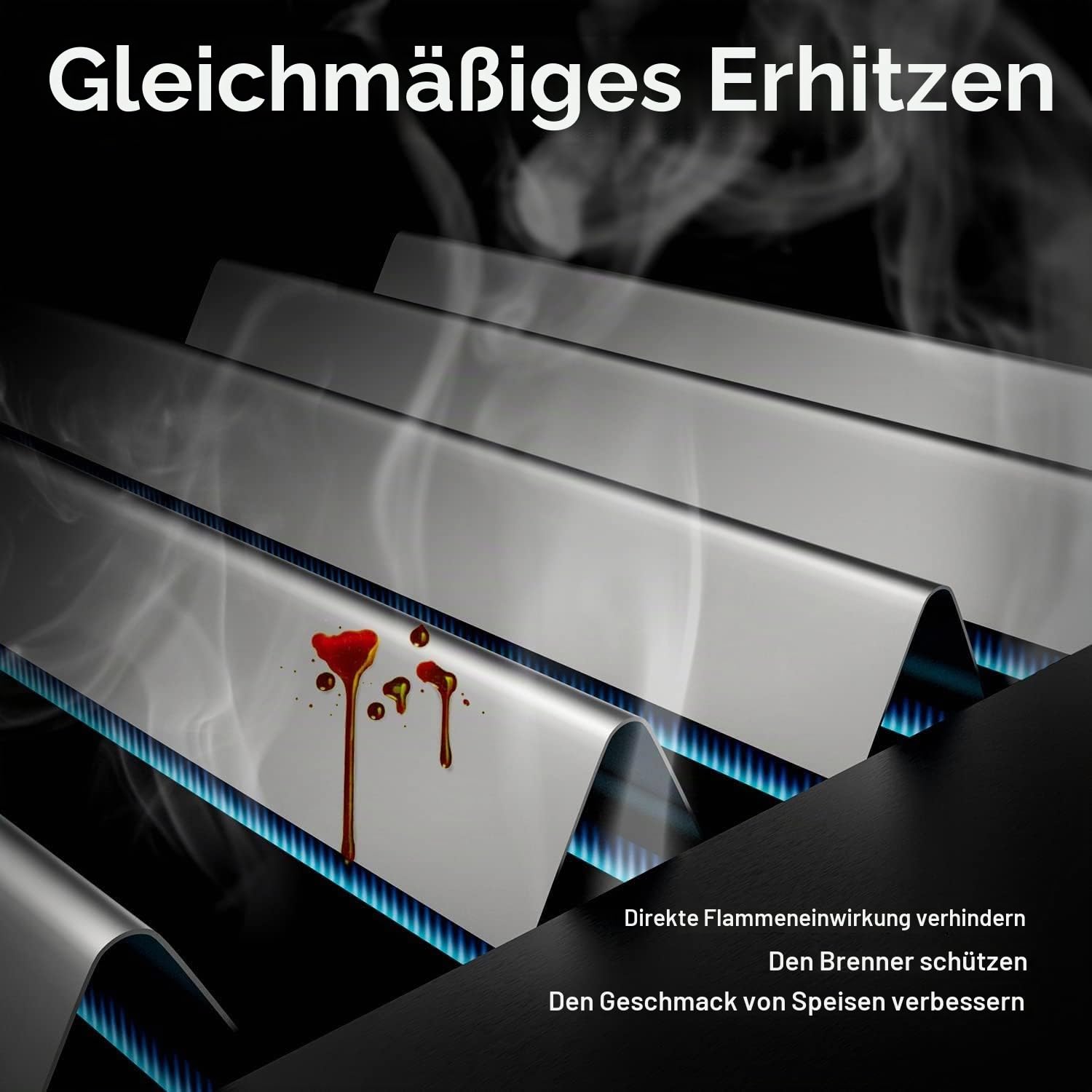 WELL GRILL Edelstahl 7636 Flavorizer Bar mit 69787 Brenner Gasgrill für Weber Spirit E310 S310 E320 S320 mit vorderen Brennerknöpfen(2013-2017), Spirit II 300 Series (2017-2024)