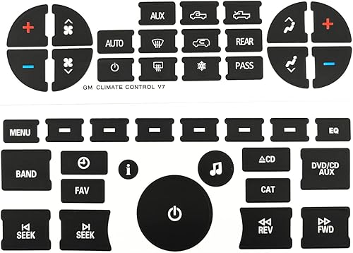 AtticZone Kit de reparación de botones de radio de CA compatibles con GM GMC Yukon Acadia Sierra, Chevrolet Silverado Tahoe Suburban 2006-2014, 2