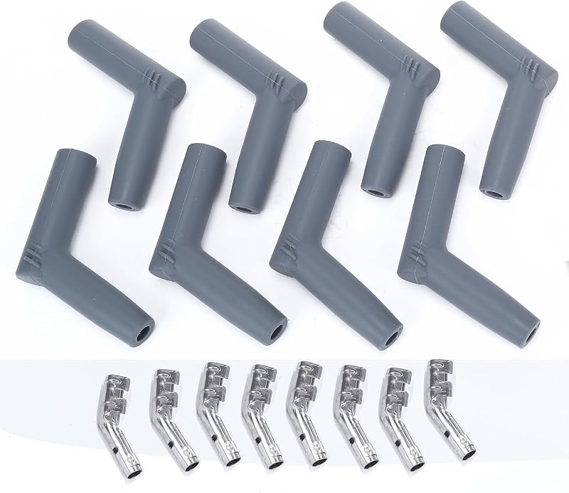 Kit de terminais e coifas de silicone para cabos de vela AC PERFORMANCE 45° para fios de 7 mm a 8,5 mm – 8 unidades