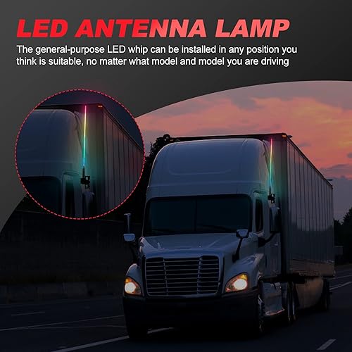 Miniatura 5 de Sewroro Luces LED de látigo para UTV ATV luces RGB luces de advertencia iluminadas antenas látigos impermeables 60CM 12V luz látigo antena coche