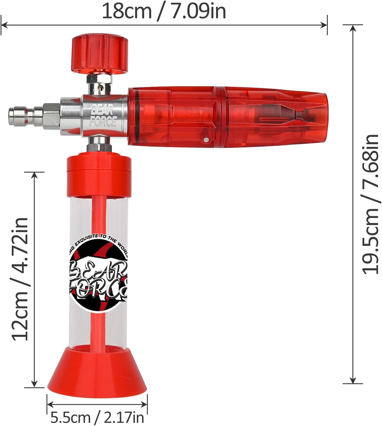 BEAR FORCE Pressure Magnetic Suction Mini Foam Cannon Pro with 1/4 Quick Connector, Pressure Washer 360° Adjustable Snow Foam Lance, Car Wash Soap Dispenser for Thick Foam