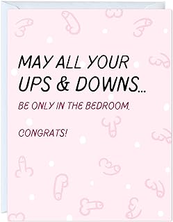 ALY LOU Naughty Wedding Cards, Engagement Bridesmaid Bachelorette Cards for Bride/Groom, Him/Her, Couple, Congratulations Greeting Cards (May all of your ups and downs be only in the bedroom)