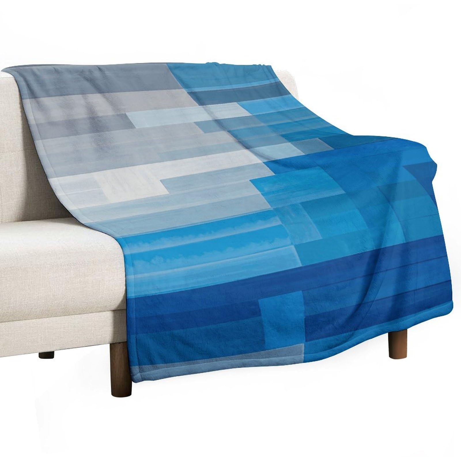 Couverture super douce à bride artistique bleu gris, jeté de lit haut de gamme léger et chaud