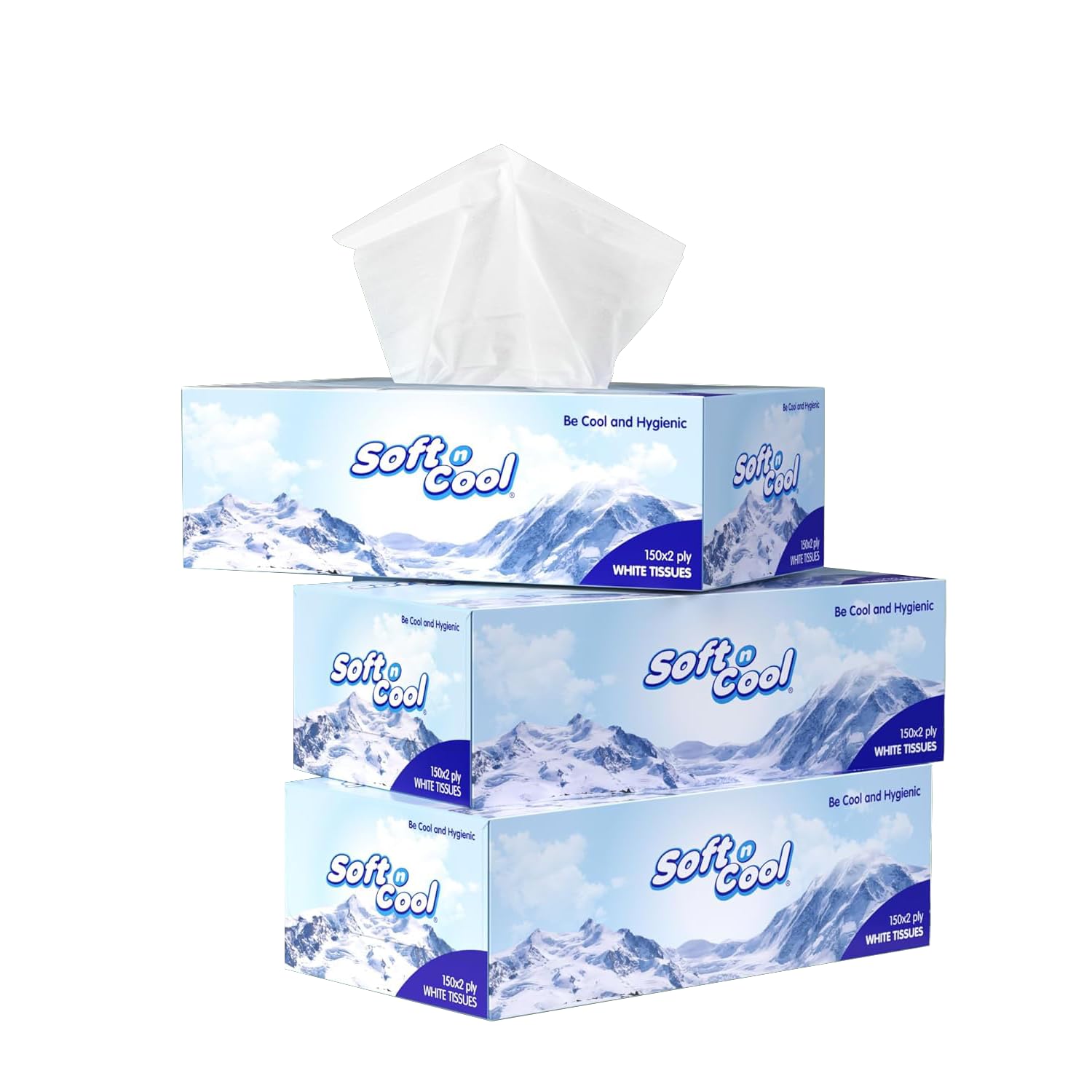 Soft N Cool 2 Ply Facial Tissue Box | 100% pure, natural virgin paper - Pack of 3 (150 Pulls Per Box, 450 Sheets) | Ultra Soft, Absorbent Home, Office, Car, Travel Essential | Made in Dubai (U.A.E) (B0CZT5K4KH) Amazon Price History, Amazon Price Tracker