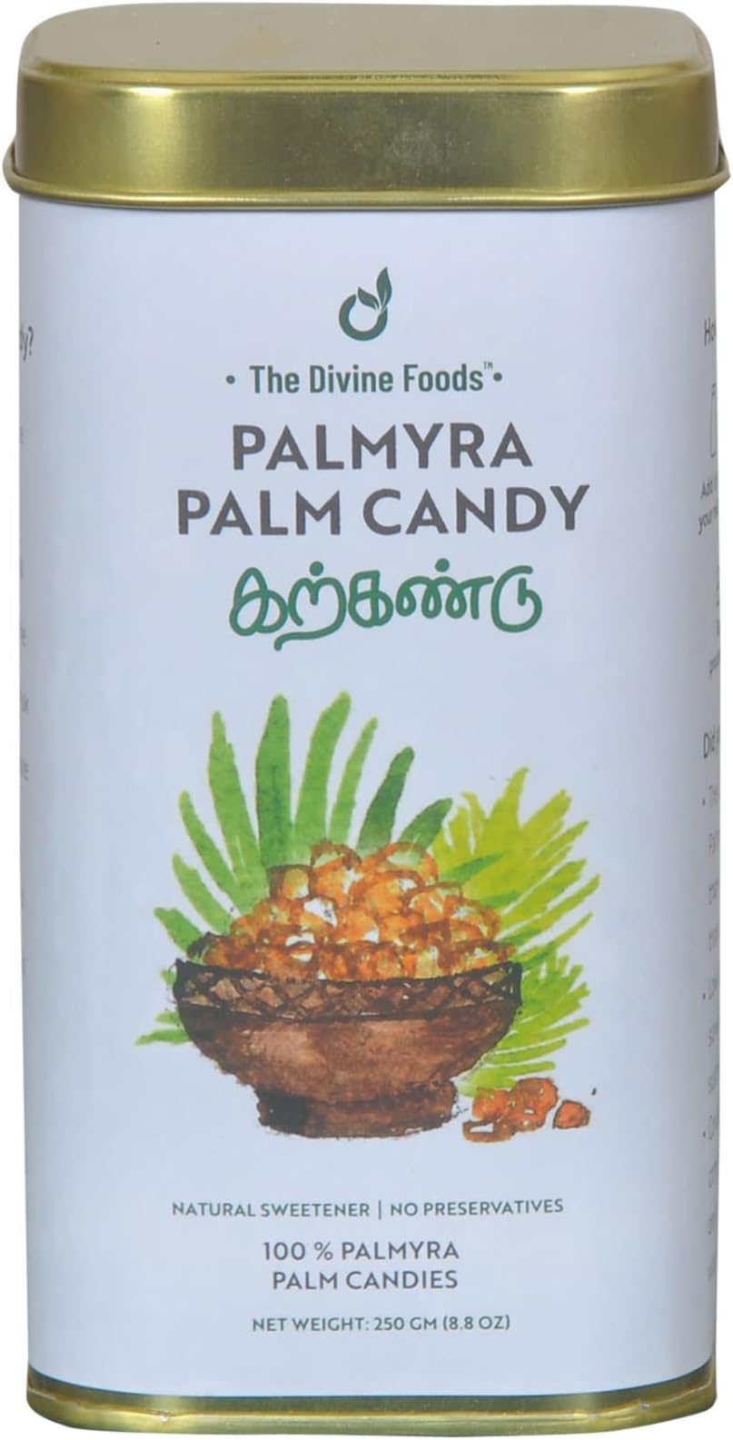 The Divine Foods Organic Palm Candy – Natural Sweetener & Sugar Alternative, Unrefined, Vegan, Non-GMO, Perfect for Coffee, Tea & Recipes (250g)