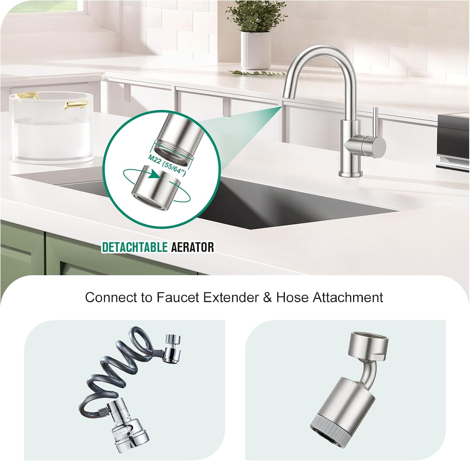 CREA Bar Sink Faucet, Bathroom Kitchen Faucet Brushed Nickel Pre Wet Small Mini Kitchen Bath Utility Marine Faucet Single Hole Stainless Steel Farmhouse Vanity Lavatory Faucets Outdoor image 4