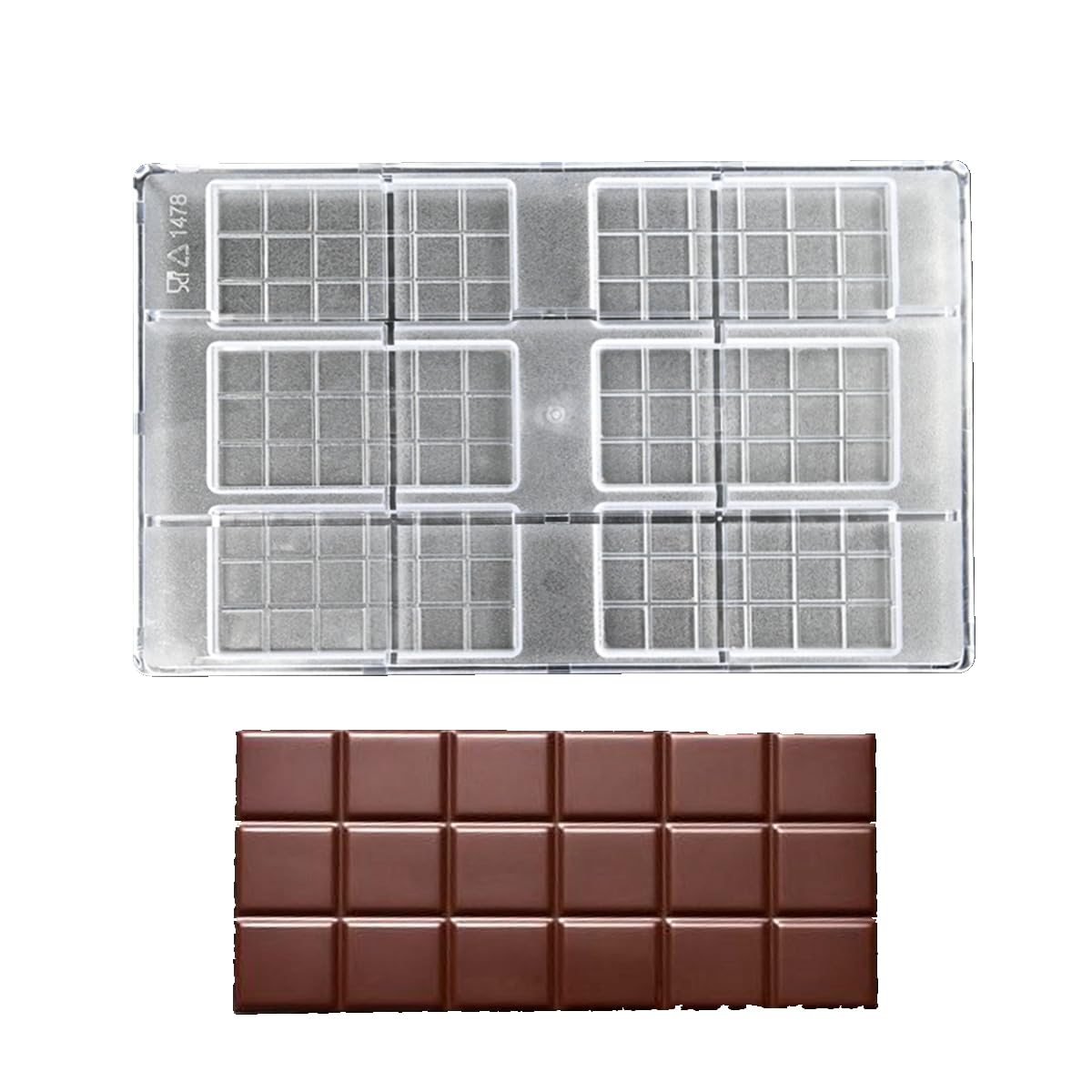 TUKE Moule à chocolat en polycarbonate pour chocolat, bonbons, savon – Outils de cuisson professionnels – Sans BPA, durable et réutilisable (B _ rectangle)