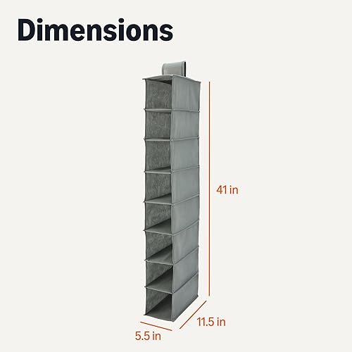 Miniatura 2 de Tienda Basics Organizador de zapatos colgante de 8 niveles, 11.5 x 41 x 5.5 pulgadas, gris oscuro