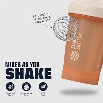 BlenderBottle Classic V2 Shaker Bottle Perfect for Protein Shakes and Pre Workout, 20 oz, Full-Color Peach