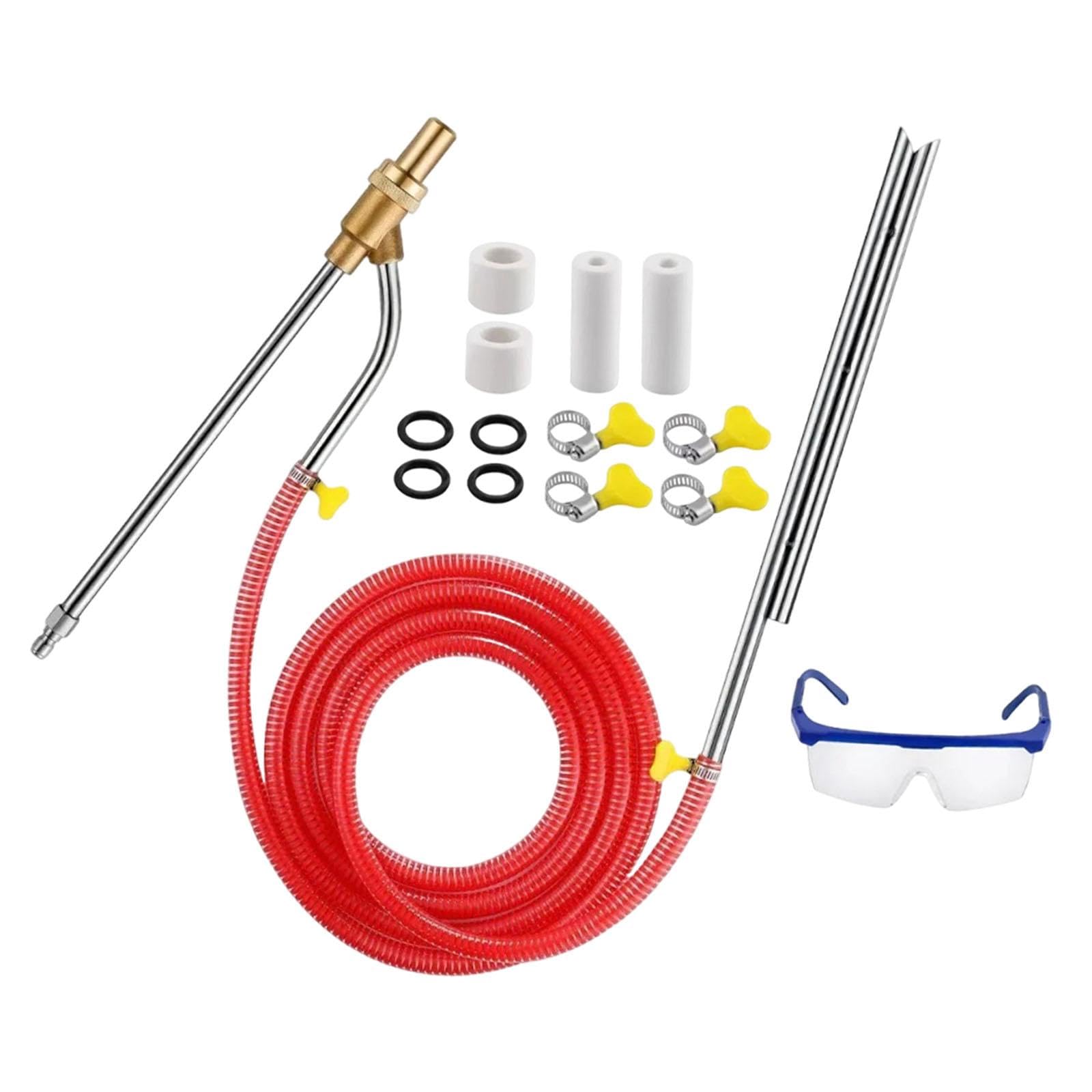 predolo Kit de Chorro de Arena con Hidrolavadora de Alta Presión, Accesorio para Chorro de Arena Húmedo, Inoxidable, 5000 PSI, Desconexión Rápida de 1/4", Rojo