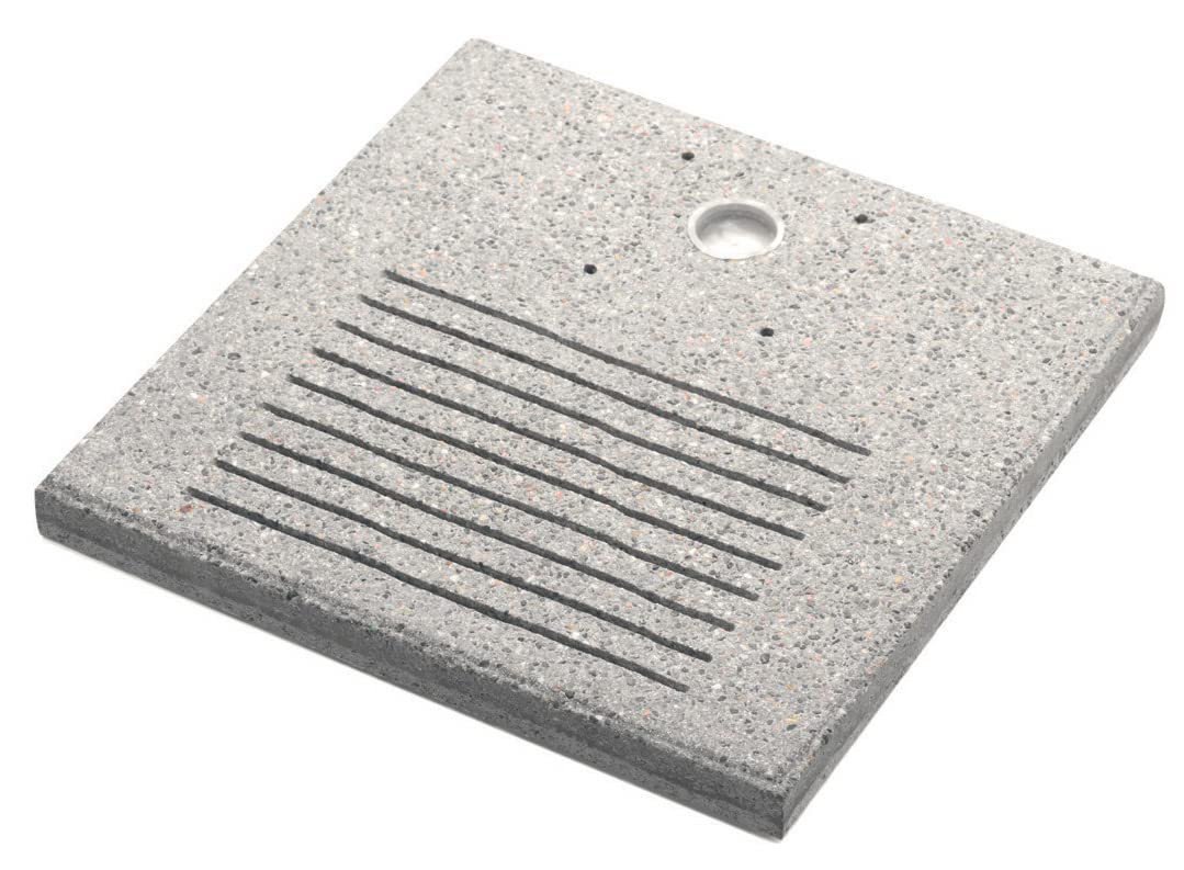 Base carrée 40 x 40 x 4 cm pour fontaines avec grande virole en béton Belfer 42/BSE/7 Gris
